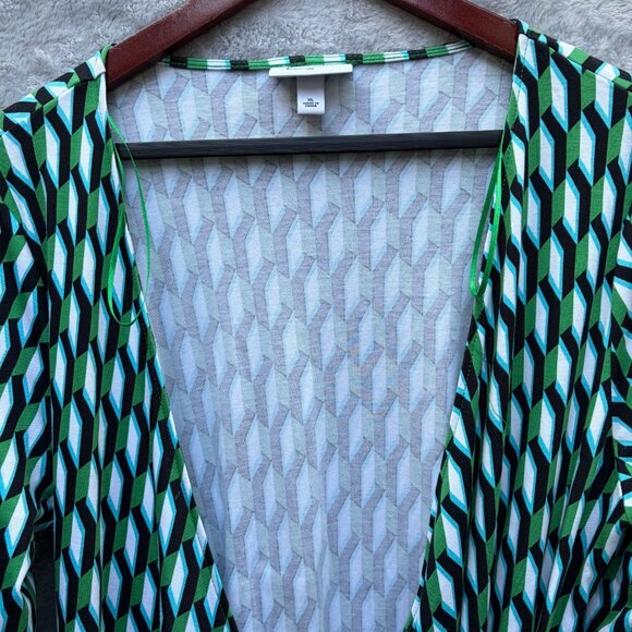 Diane Von Furstenberg x Target XL Green Wrap Dress Knit Midi Long Sleeve - Picture 5 of 11